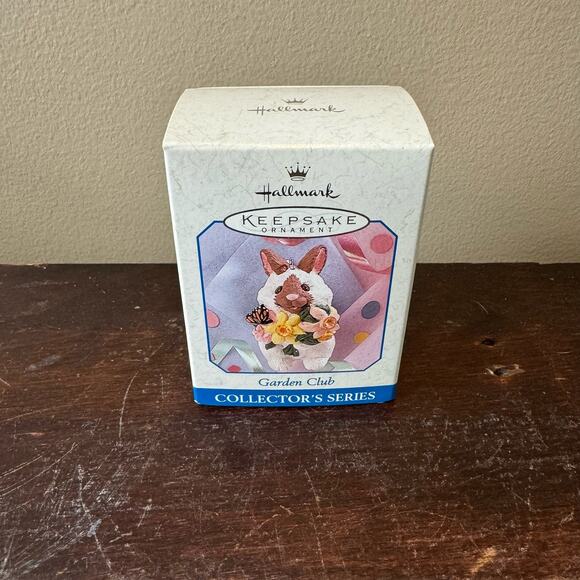 Hallmark 1997 Garden Club White Brown Bunny Keepsake Ornament Spring Easter - Picture 1 of 5